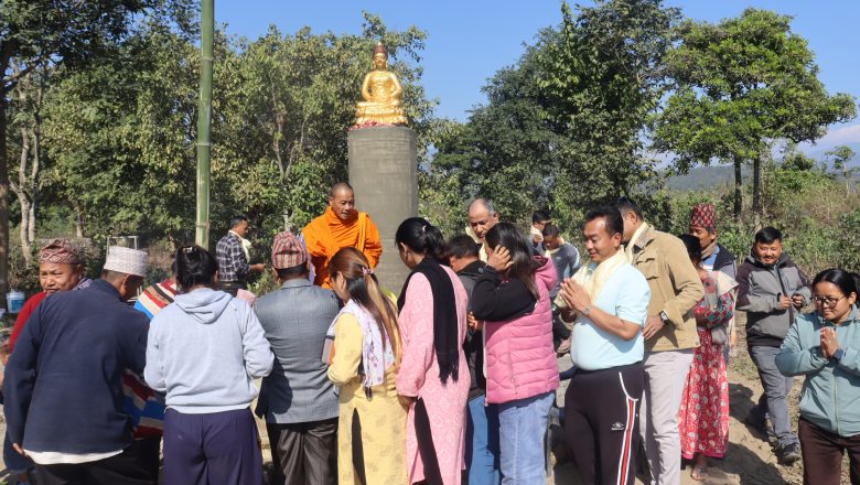 उदयपुरको बेल्टार बजारमा बुद्धको मुर्ति स्थापना ।
